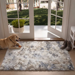 Oxford Homeware Shaggy Rug Anti-Slip Washable Soft Fluffy Living Room And Bedroom Rug (Mottled Light Grey, 50X80Cm) - thumbnail 1