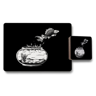 Benjamin Tate Design Placemat And Coaster Set Black Wood Backed Designer Artwork Limited Edition Collection - image 1