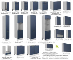 Impact Furniture Kitchen Cabinets Set Complete Dark Navy Blue Cupboards 8 Units Diy Fitted Kitchenette 240Cm Bundle Nora - thumbnail 9