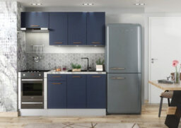 Impact Furniture Kitchen Cabinets Set Complete Dark Navy Blue Cupboards 8 Units Diy Fitted Kitchenette 240Cm Bundle Nora - thumbnail 6