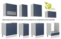 Impact Furniture Kitchen Cabinets Set Complete Dark Navy Blue Cupboards 8 Units Diy Fitted Kitchenette 240Cm Bundle Nora - thumbnail 2