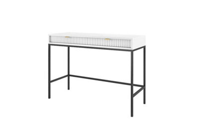Arte Nova Desk In White Matt - Sleek And Durable Desk With Two Drawers And Metal Legs (W1040mm X H780mm X D500mm) - image 1