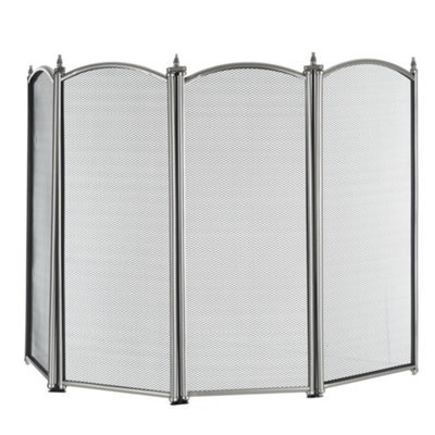 Livivo 4 Panel Fireplace Screen Freestanding Nickel Finish Decorative Mesh Fire Guard Spark Protector For Stoves Burners - image 1