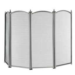 Livivo 4 Panel Fireplace Screen Freestanding Nickel Finish Decorative Mesh Fire Guard Spark Protector For Stoves Burners - thumbnail 1
