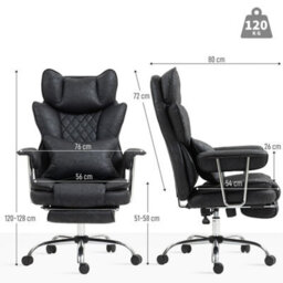 Office Chair, High Back Leathaire Desk Chair For Home, Black - thumbnail 3