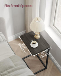 Songmics Contemporary Duo, C-Shaped Side Tables With Metal Base, Grey Oak And Ink Black - thumbnail 4