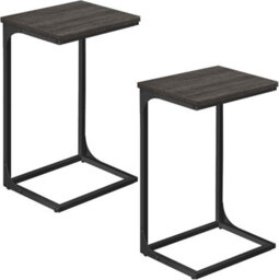 Songmics Contemporary Duo, C-Shaped Side Tables With Metal Base, Grey Oak And Ink Black - thumbnail 6