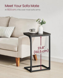Songmics Contemporary Duo, C-Shaped Side Tables With Metal Base, Grey Oak And Ink Black - thumbnail 3