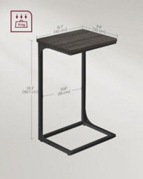 Songmics Contemporary Duo, C-Shaped Side Tables With Metal Base, Grey Oak And Ink Black - thumbnail 2