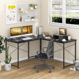 Gainoom L-Shaped Black Computer Desk Reversible Corner Study Writing Desk - thumbnail 7