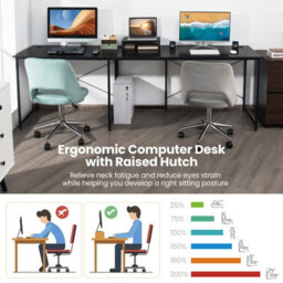 Gainoom L-Shaped Black Computer Desk Reversible Corner Study Writing Desk - thumbnail 6