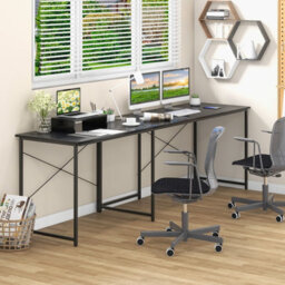 Gainoom L-Shaped Black Computer Desk Reversible Corner Study Writing Desk - thumbnail 3