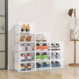 12X Plastic Shoe Storage Boxes Drawer - thumbnail 3