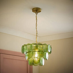 Valuelights Juliette Green Glass Disc 3 Tier Chandelier Ceiling Pendant Light
