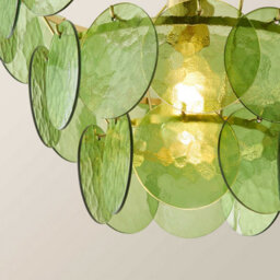Valuelights Juliette Green Glass Disc 3 Tier Chandelier Ceiling Pendant Light - thumbnail 4