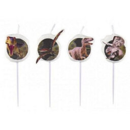 Amscan Dinosaur Attack Pick Candles (Pack Of 4) Multicoloured (One Size)