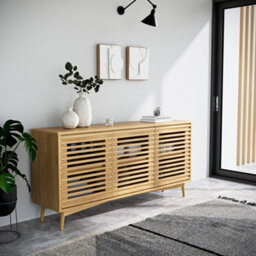 Kari Light Oak 3 Door Large Sideboard Cabinet - By Roseland Furniture - thumbnail 2