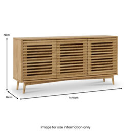 Kari Light Oak 3 Door Large Sideboard Cabinet - By Roseland Furniture - thumbnail 7