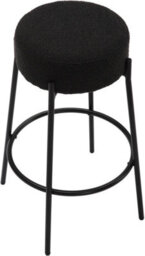 Lamboro Rotonda Bouclé Kitchen Bar Stools, Fixed Height Metal Legs With Footrest, Breakfast Bar Stool - Black (66Cm) - thumbnail 5