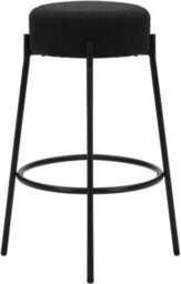 Lamboro Rotonda Bouclé Kitchen Bar Stools, Fixed Height Metal Legs With Footrest, Breakfast Bar Stool - Black (66Cm) - thumbnail 6