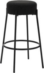 Lamboro Rotonda Bouclé Kitchen Bar Stools, Fixed Height Metal Legs With Footrest, Breakfast Bar Stool - Black (66Cm) - thumbnail 1