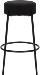 Lamboro Rotonda Bouclé Kitchen Bar Stools, Fixed Height Metal Legs With Footrest, Breakfast Bar Stool - Black (66Cm) - thumbnail 2