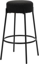 Lamboro Rotonda Bouclé Kitchen Bar Stools, Fixed Height Metal Legs With Footrest, Breakfast Bar Stool - Black (66Cm) - thumbnail 7