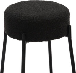 Lamboro Rotonda Bouclé Kitchen Bar Stools, Fixed Height Metal Legs With Footrest, Breakfast Bar Stool - Black (66Cm) - thumbnail 3