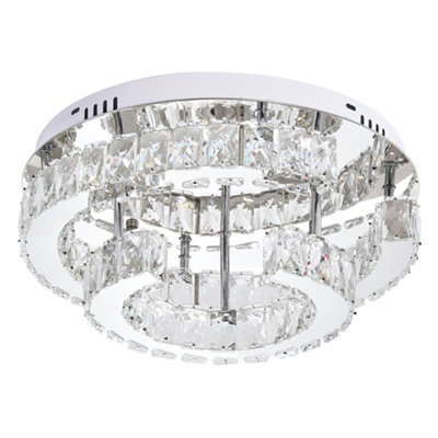 Living And Home 30W Modern Crystal Ring Ceiling Light With Remote Control, Adjustable Brightness And Colour Temperature - image 1