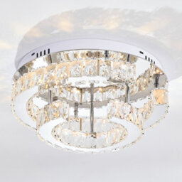 Living And Home 30W Modern Crystal Ring Ceiling Light With Remote Control, Adjustable Brightness And Colour Temperature - thumbnail 2