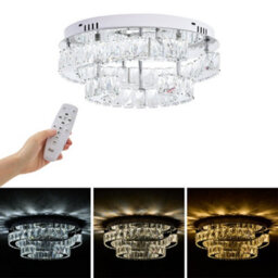 Living And Home 30W Modern Crystal Ring Ceiling Light With Remote Control, Adjustable Brightness And Colour Temperature - thumbnail 3