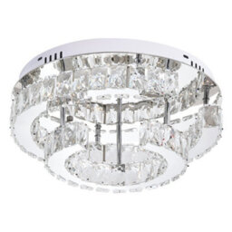 Living And Home 30W Modern Crystal Ring Ceiling Light With Remote Control, Adjustable Brightness And Colour Temperature - thumbnail 1