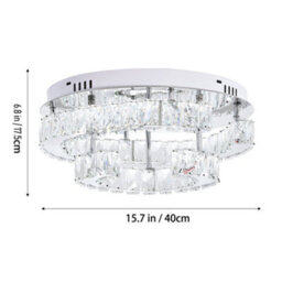 Living And Home 30W Modern Crystal Ring Ceiling Light With Remote Control, Adjustable Brightness And Colour Temperature - thumbnail 9