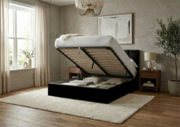 Adore Designs Stafford Plush Velvet Ottoman Sleigh Bed - 3Ft Single - Black - thumbnail 2