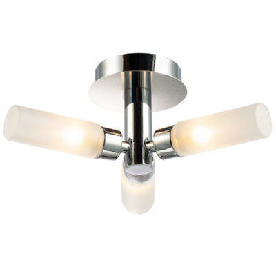 Happy Homewares Modern Chrome Ip44 Rated Bathroom Ceiling Light With Tubular Glass Shades - image 1