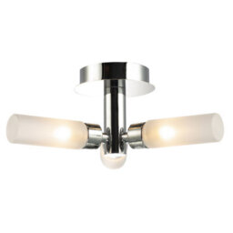 Happy Homewares Modern Chrome Ip44 Rated Bathroom Ceiling Light With Tubular Glass Shades - thumbnail 4