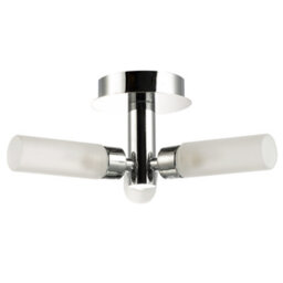Happy Homewares Modern Chrome Ip44 Rated Bathroom Ceiling Light With Tubular Glass Shades - thumbnail 5
