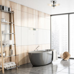 Happy Homewares Modern Chrome Ip44 Rated Bathroom Ceiling Light With Tubular Glass Shades - thumbnail 6