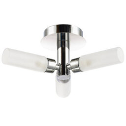 Happy Homewares Modern Chrome Ip44 Rated Bathroom Ceiling Light With Tubular Glass Shades - thumbnail 2