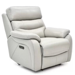 Fletcher Light Grey Leather Power Recliner Armchair With Power Headrest & Usb Port, Pocket Sprung Seat, Modern Comfort Chair - thumbnail 7