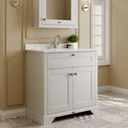 Hudson Reed Floor Standing 2 Door Traditional Vanity Unit With 1 Tap Hole Grey Marble Top & Basin, Timeless Sand, 820 X 470 mm - thumbnail 4