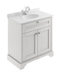 Hudson Reed Floor Standing 2 Door Traditional Vanity Unit With 1 Tap Hole Grey Marble Top & Basin, Timeless Sand, 820 X 470 mm