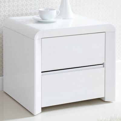 Ice High Gloss 3 Drawer White Bedside Table - image 1