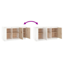 Berkfield Sideboard White 111X34X60 Cm Solid Wood Pine - thumbnail 5