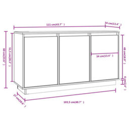 Berkfield Sideboard White 111X34X60 Cm Solid Wood Pine - thumbnail 9