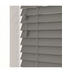 Smooth Finish Faux Wood Venetian Blinds With Strings 120Cm Drop X 250Cm Width Smooth Grey Smooth