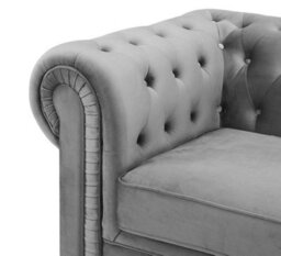 Home Detail Chesterfield Pleat Velvet Fabric 3 Seater Sofa, Grey - thumbnail 6