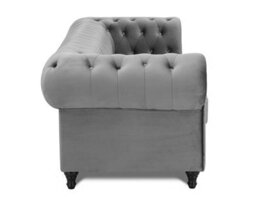 Home Detail Chesterfield Pleat Velvet Fabric 3 Seater Sofa, Grey - thumbnail 4