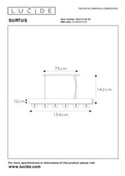 Lucide Surtus Industrial Bar Pendant Light - 6Xe27 - Black - thumbnail 7