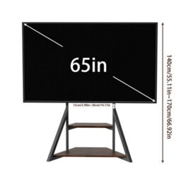 Fativo  Universal Floor Tv Stand 40-75In Tv Cart With 2 Tier Wood Shelves Height Adjustable 122Cm To 145Cm, W/ Wheels - thumbnail 4